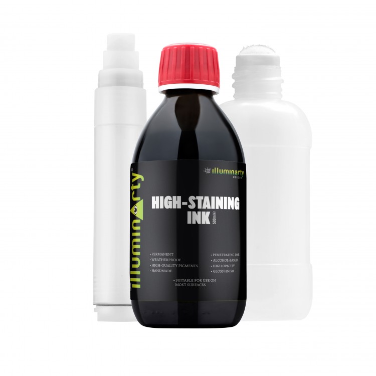 Illuminarty Colors Dye Ink 500ml (Black) + 15mm Marker (Empty)